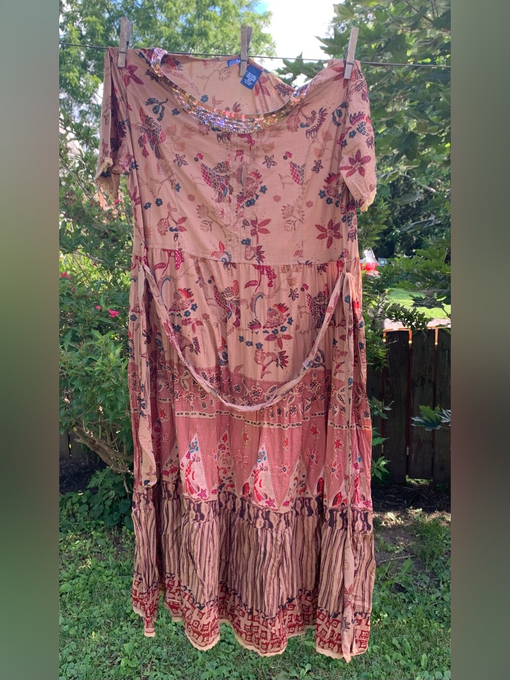 Phool embellished dress Made in India boho Hippie Floral Cotton